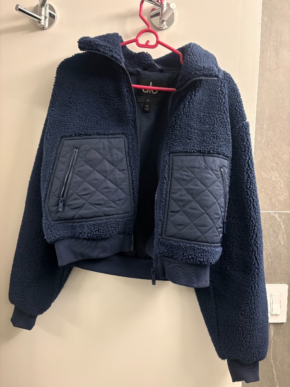 Navy ALO Yoga Sherpa Edge Bomber - Picture 2 of 3